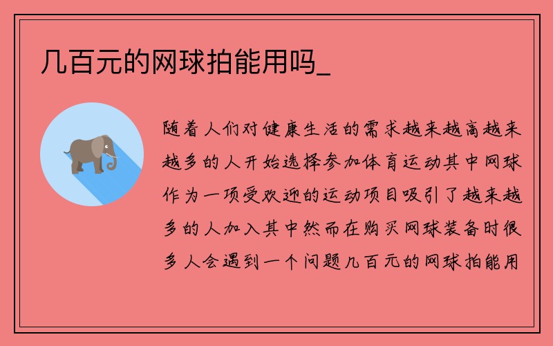 几百元的网球拍能用吗_