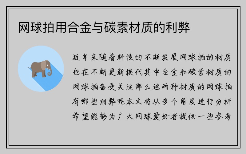 网球拍用合金与碳素材质的利弊