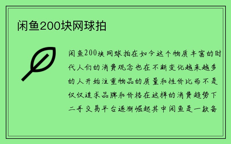 闲鱼200块网球拍